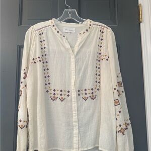 Dear John denim Ivory Blouse with Geometric Embroidery